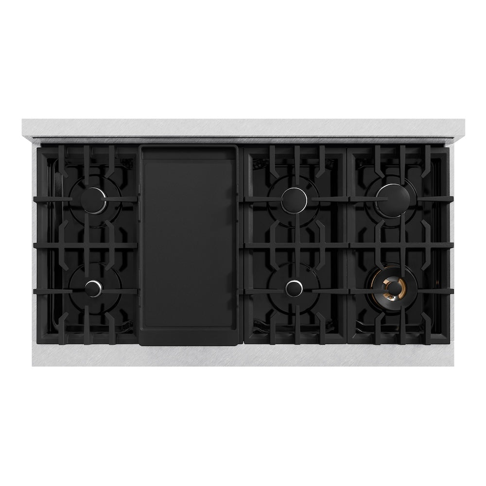 ZLINE Classic 48-inch range in satin stainless steel CDRS-48, from above