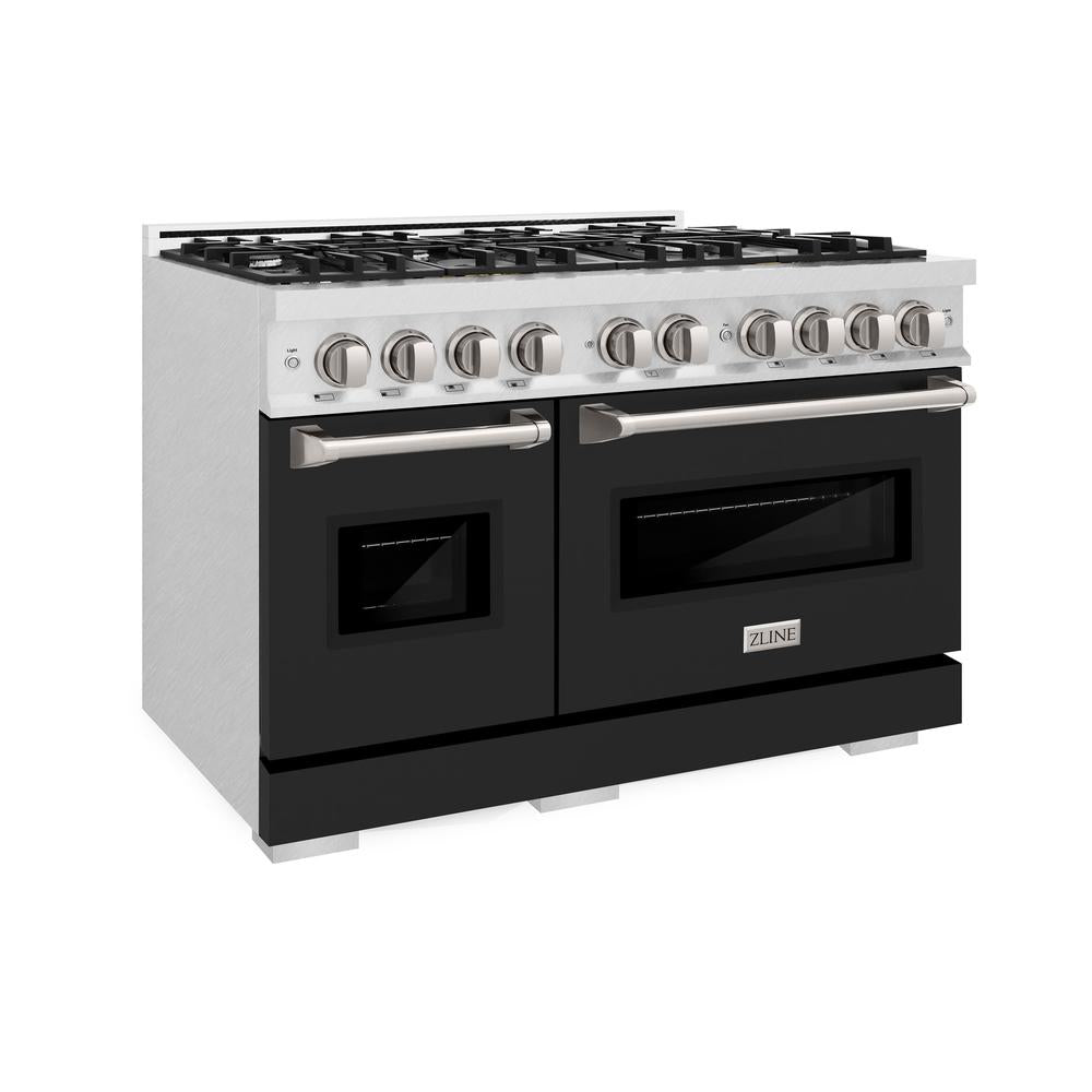 ZLINE Classic 48-inch range in satin stainless steel with black matte door CDRS-BLM-48
