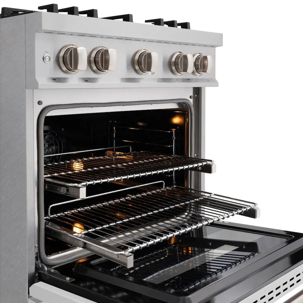 ZLINE Classic 30-inch range in satin stainless steel with white matte door CDRS-WM-30, detail