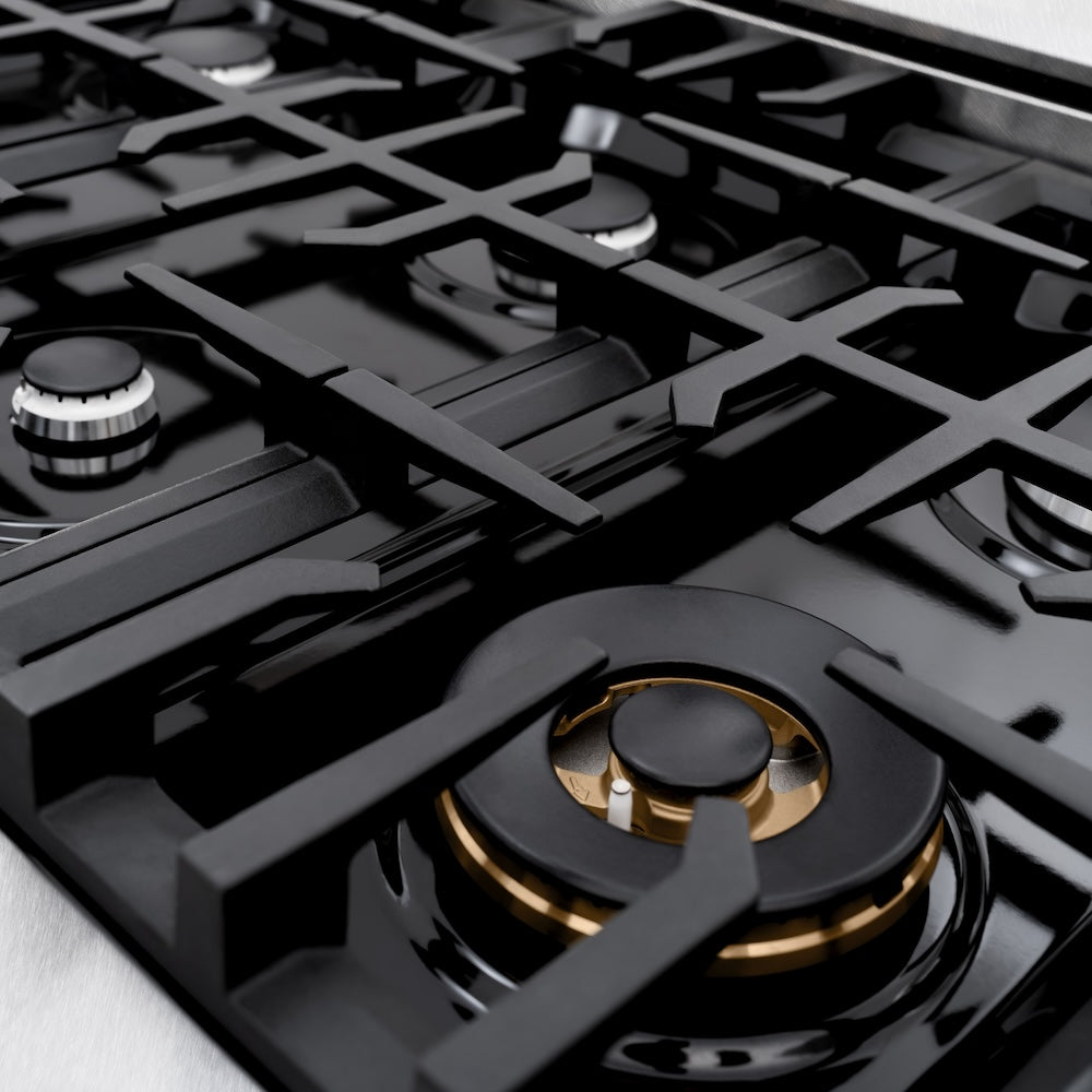 ZLINE Classic 36-inch range in satin stainless steel with white matte door CDRS-WM-36, detail
