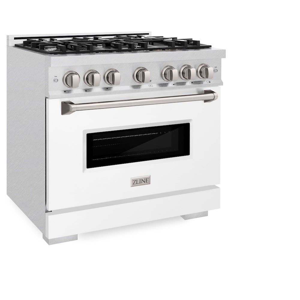 ZLINE Classic 36-inch range in satin stainless steel with white matte door CDRS-WM-36, view 5