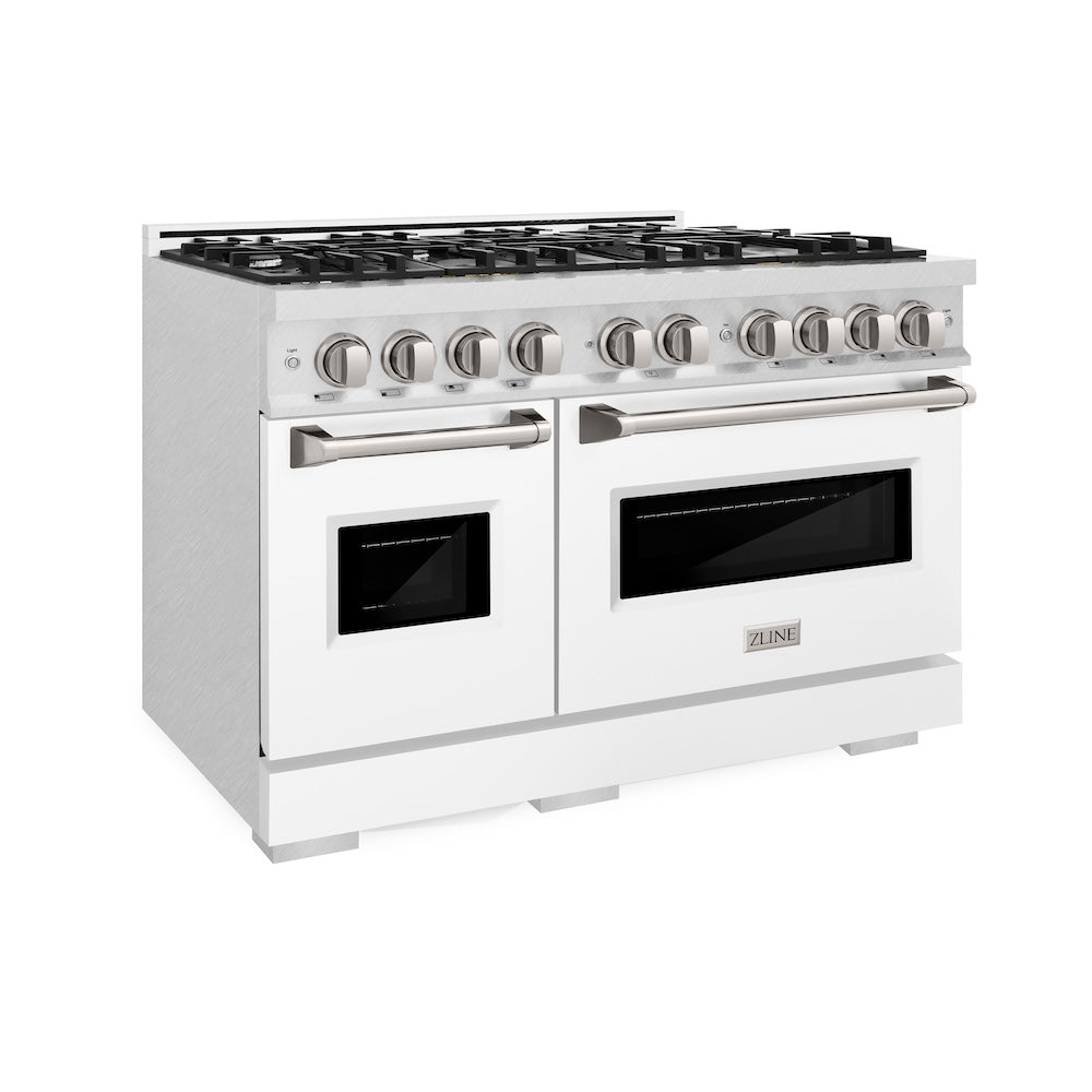 ZLINE Classic 48-inch range in satin stainless steel with white matte door CDRS-WM-48