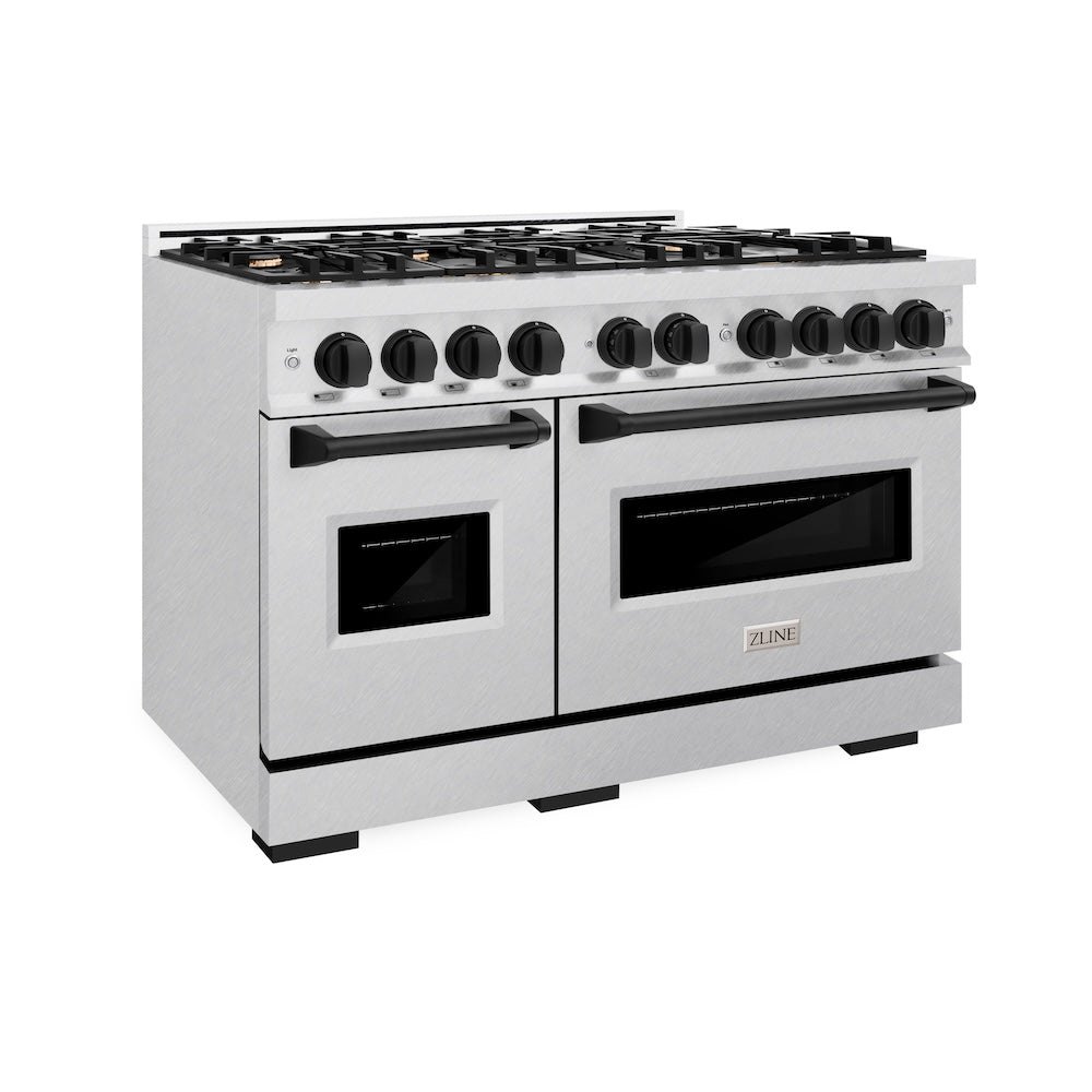 ZLINE Autograph Edition Classic 48-inch range in satin stainless steel and matte black accents CDRSZ-48-MB