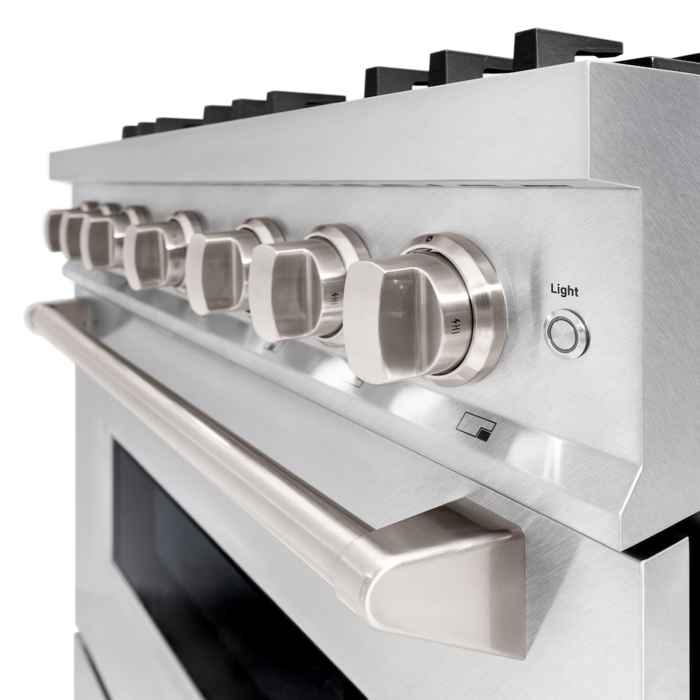 ZLINE Classic 36-inch range in satin stainless steel CGRS-36, detail