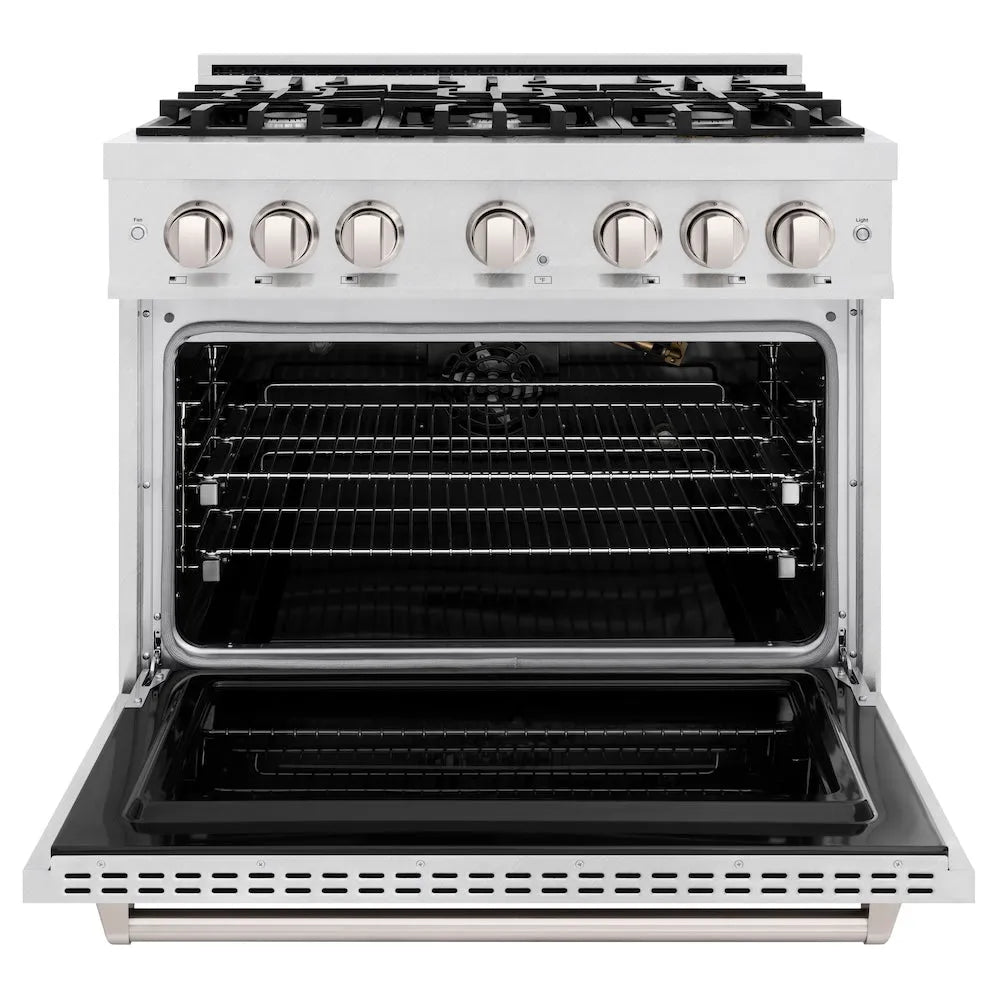 ZLINE Classic 36-inch range in satin stainless steel CGRS-36, front view