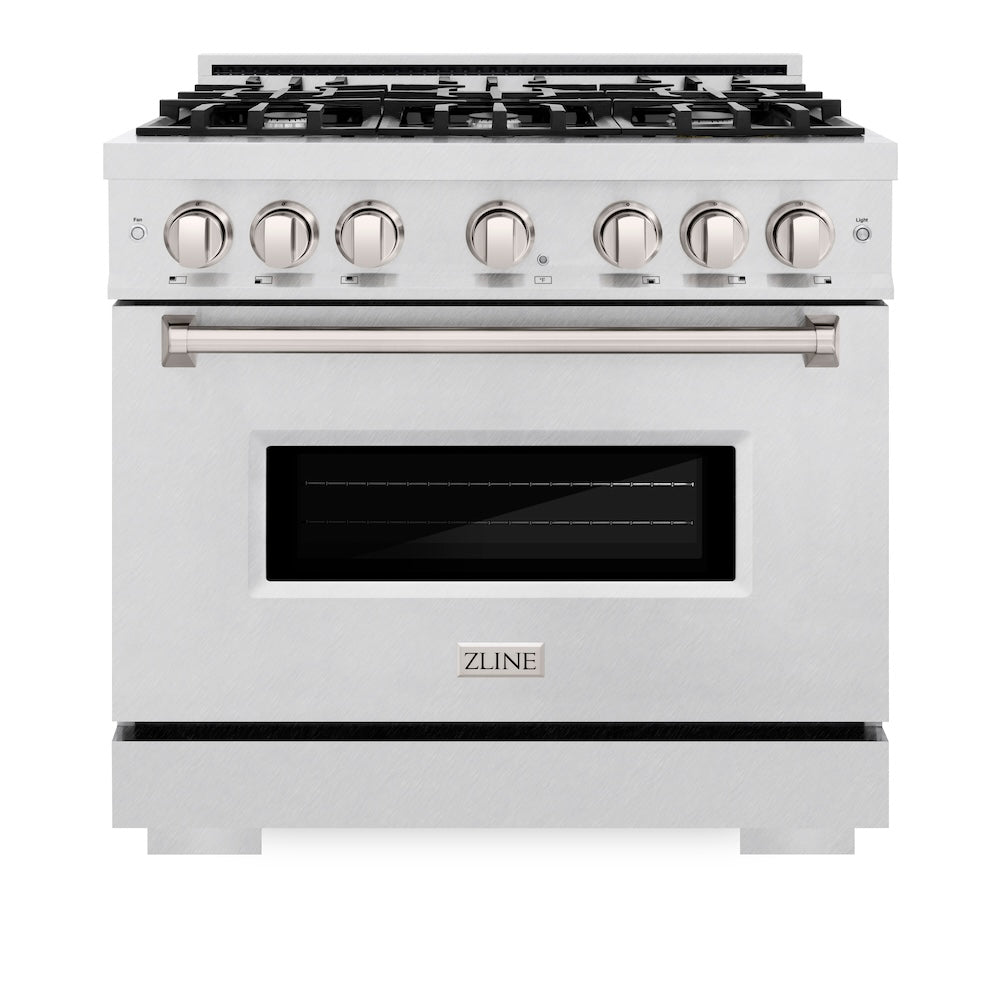 ZLINE Classic 36-inch range in satin stainless steel CGRS-36, front view