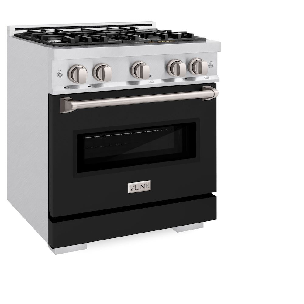 ZLINE Classic 30-inch range in satin stainless steel with black matte door CGRS-BLM-30, view 5