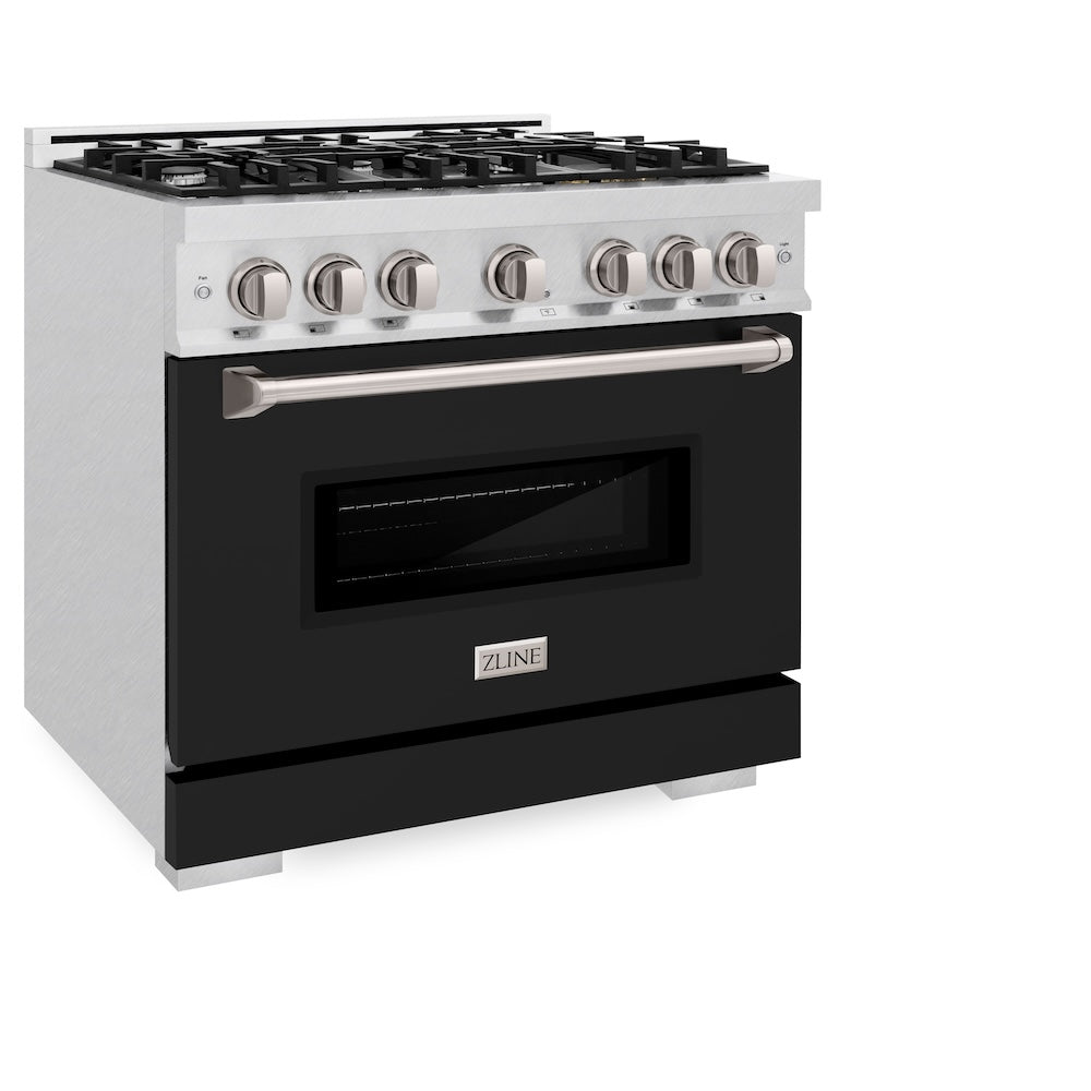 ZLINE Classic 36-inch range in satin stainless steel with black matte door CGRS-BLM-36, view 4