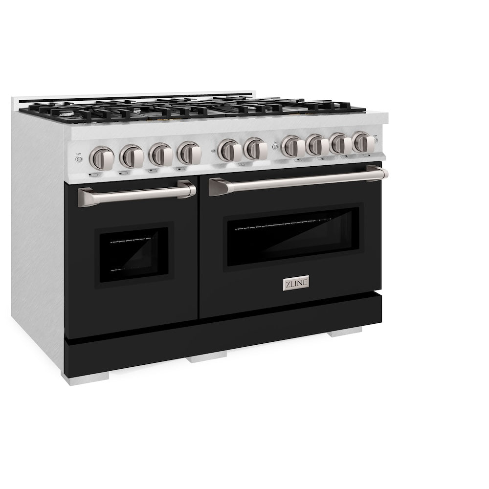ZLINE Classic 48-inch range in satin stainless steel with black matte door CGRS-BLM-48, view 5