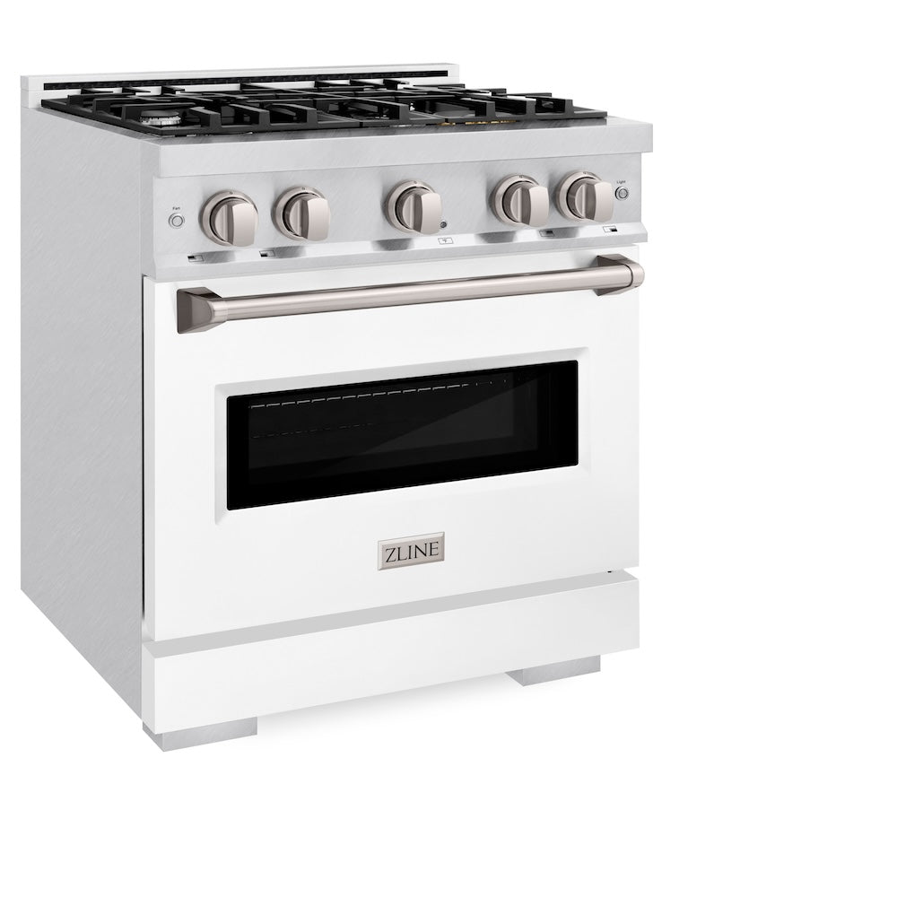 ZLINE Classic 30-inch range in satin stainless steel with white matte door CGRS-WM-30, view 5