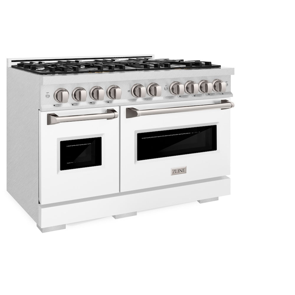 ZLINE Classic 48-inch range in satin stainless steel with white matte door CGRS-WM-48, view 5