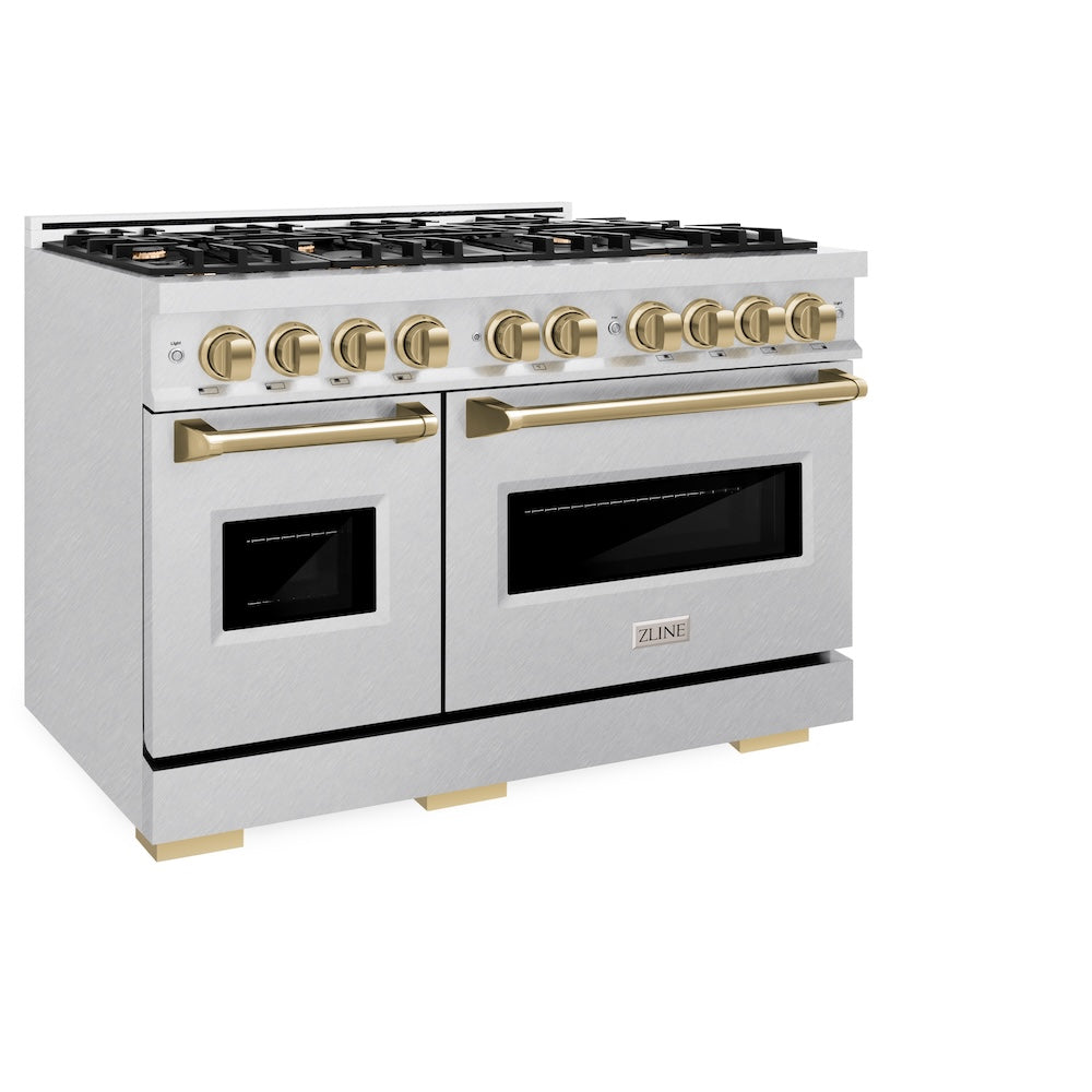 ZLINE Autograph Edition Classic 48-inch range in satin stainless steel and champagne bronze accents CGRSZ-48-CB, view 5