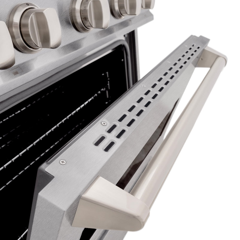 ZLINE Classic 30-inch range in satin stainless steel CGRS-BR-30, detail