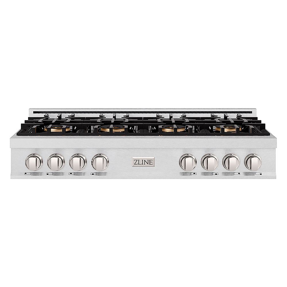 ZLINE Classic 48-inch rangetop in satin stainless steel PCRTS-48, front view