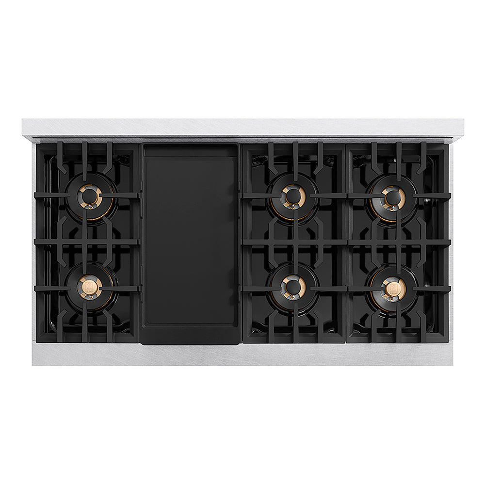ZLINE Classic 48-inch rangetop in satin stainless steel PCRTS-48, from above
