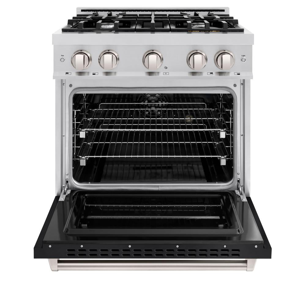 ZLINE Classic 30-inch range in stainless steel with black matte door CDR-BLM-30, front view