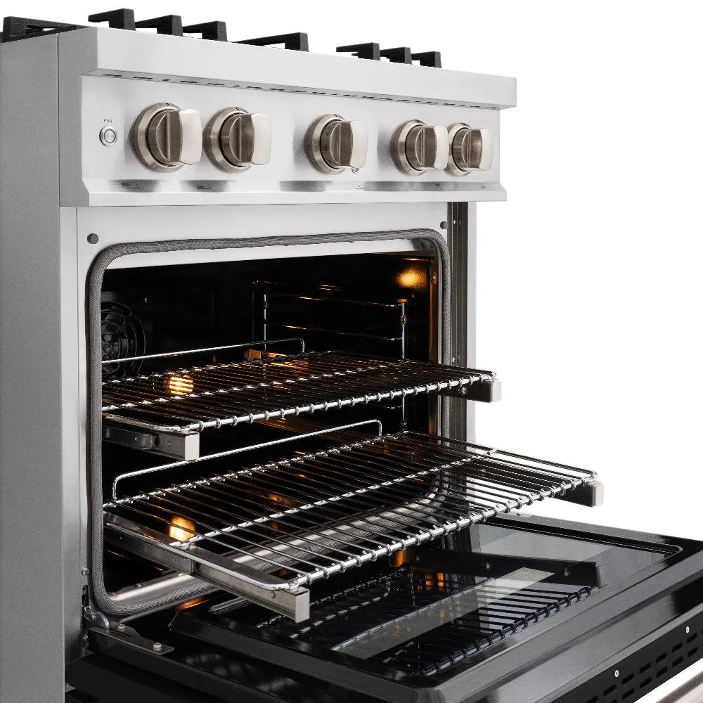 ZLINE Classic 30-inch range in stainless steel with black matte door CDR-BLM-30, detail