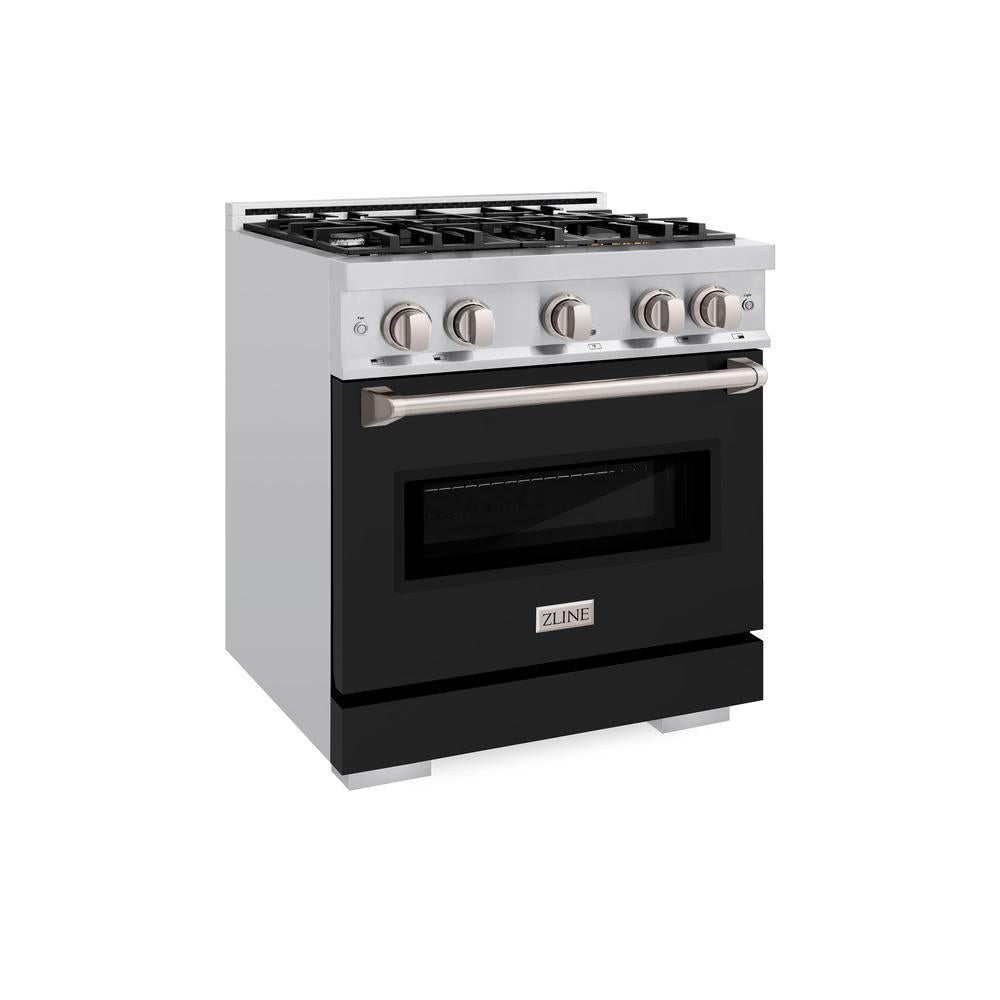 ZLINE Classic 30-inch range in stainless steel with black matte door CGR-BLM-30