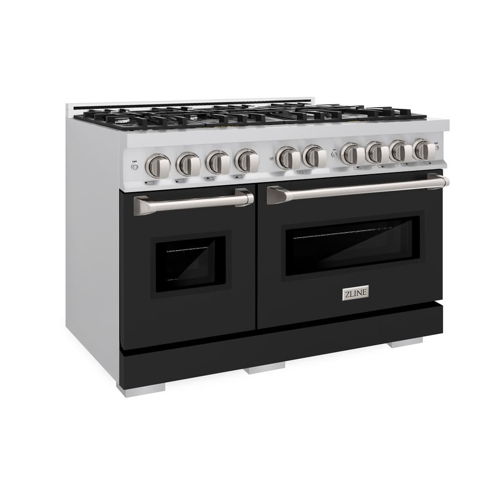 ZLINE Classic 48-inch range in stainless steel with black matte door CGR-BLM-48