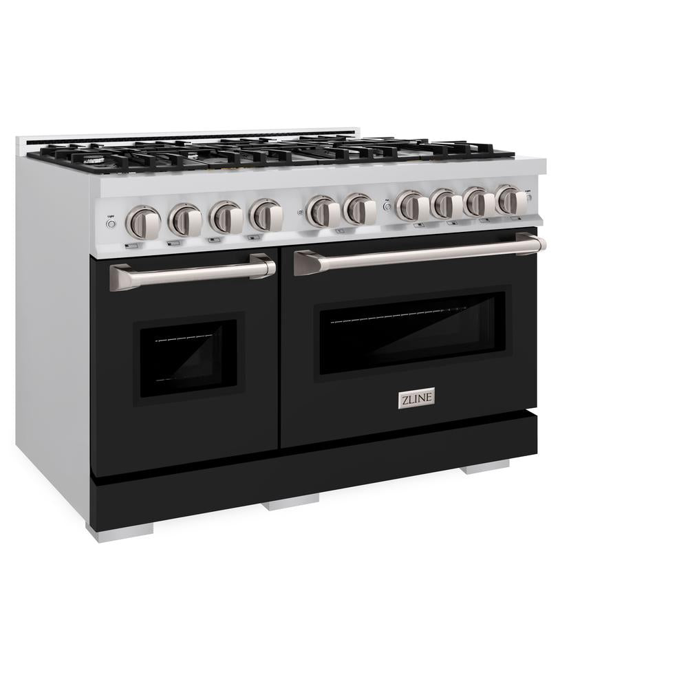 ZLINE Classic 48-inch range in stainless steel with black matte door CGR-BLM-48, view 4