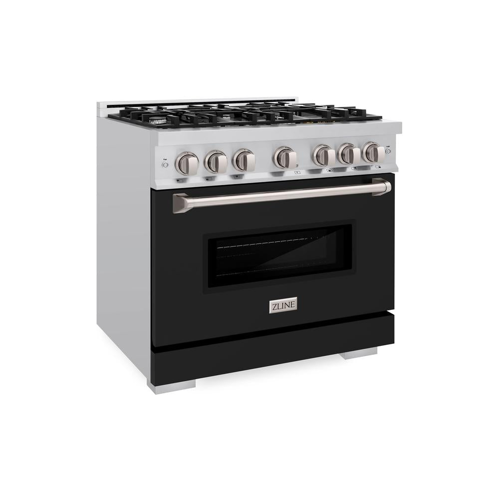 ZLINE Classic 36-inch range in stainless steel with black matte door CDR-BLM-36