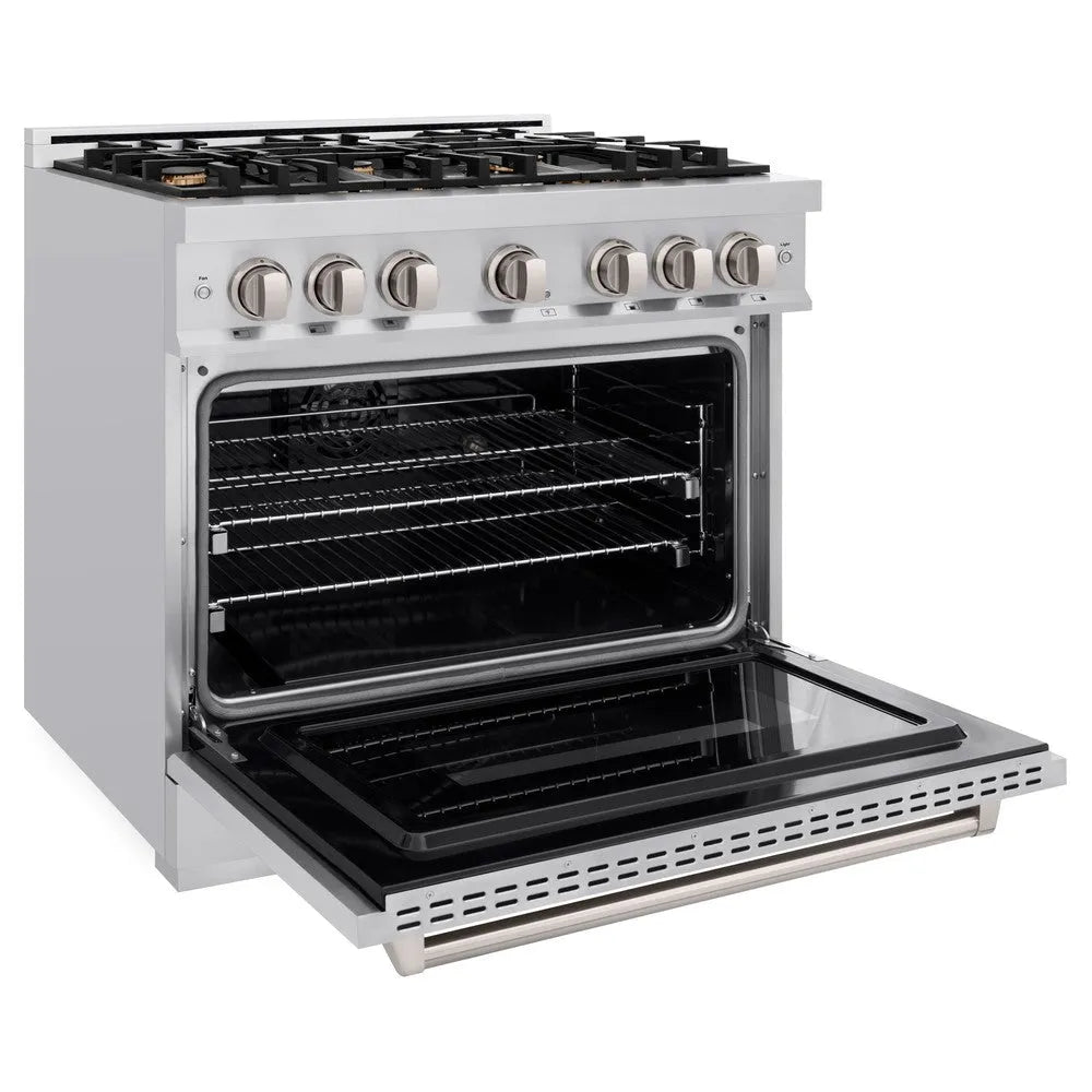 ZLINE Classic 36-inch range in stainless steel CDR-BR-36, door open