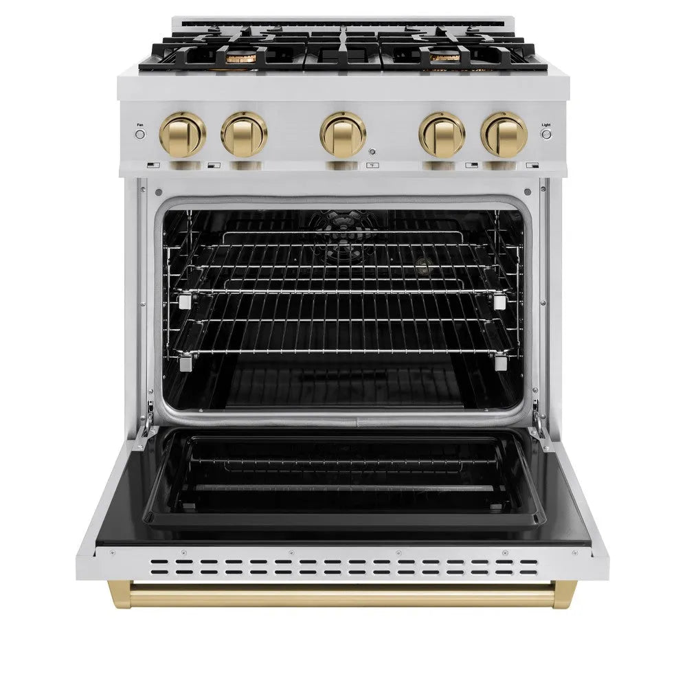ZLINE Autograph Edition Classic 30-inch range in stainless steel and champagne bronze accents CDRZ-30-CB, front view