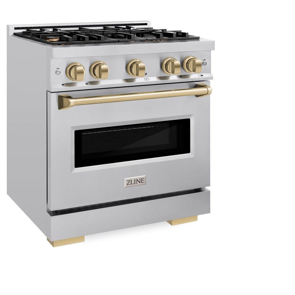 ZLINE Autograph Edition Classic 30-inch range in stainless steel and champagne bronze accents CDRZ-30-CB, view 3