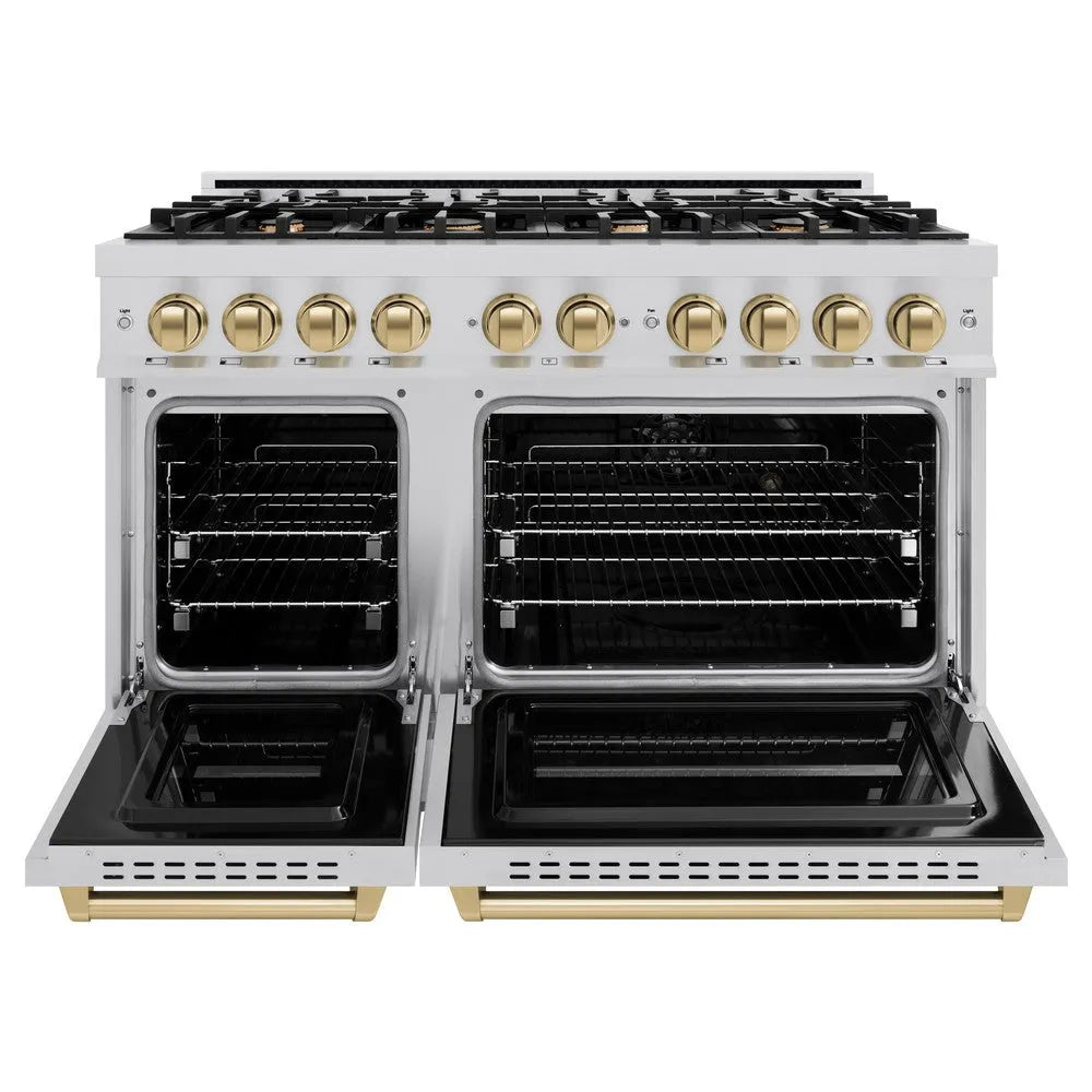 ZLINE Autograph Edition Classic 48-inch range in stainless steel and champagne bronze accents CDRZ-48-CB, front view