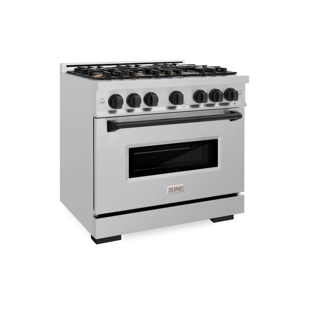 ZLINE Autograph Edition Classic 36-inch range in stainless steel and matte black accents CDRZ-36-MB