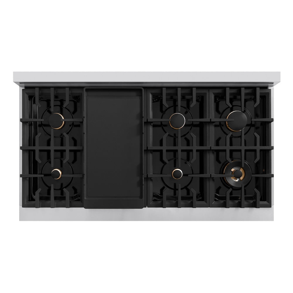 ZLINE Autograph Edition Classic 48-inch range in stainless steel and matte black accents CDRZ-48-MB, from above