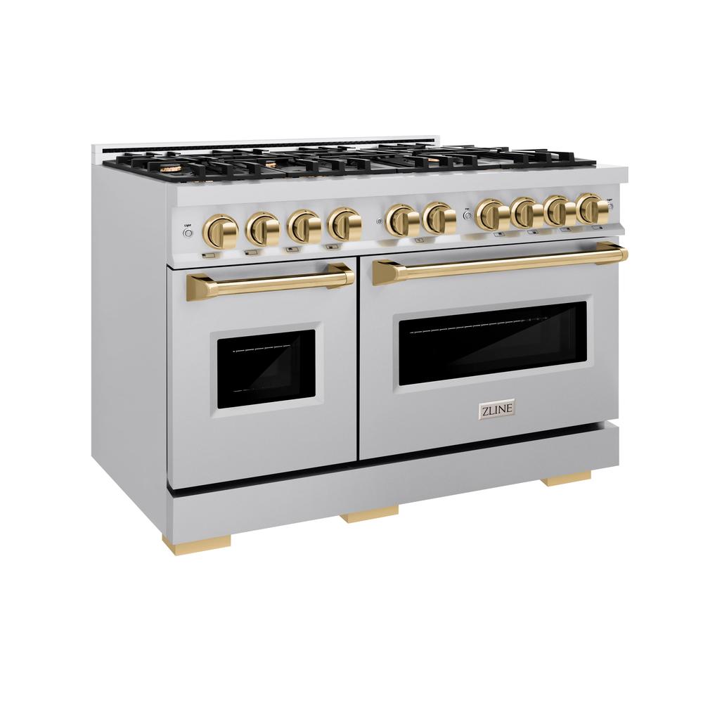 ZLINE Autograph Edition Classic 48-inch range in stainless steel and polished gold accents CDRZ-48-G