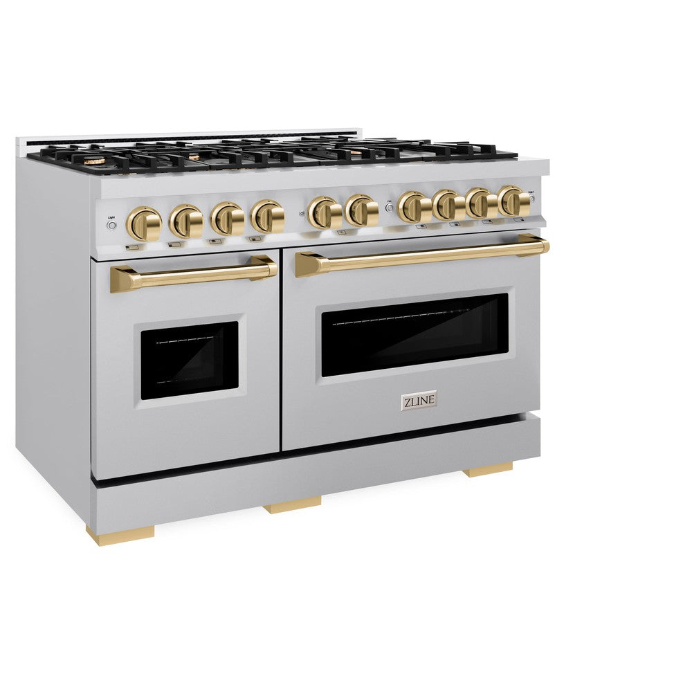 ZLINE Autograph Edition Classic 48-inch range in stainless steel and polished gold accents CDRZ-48-G, view 6