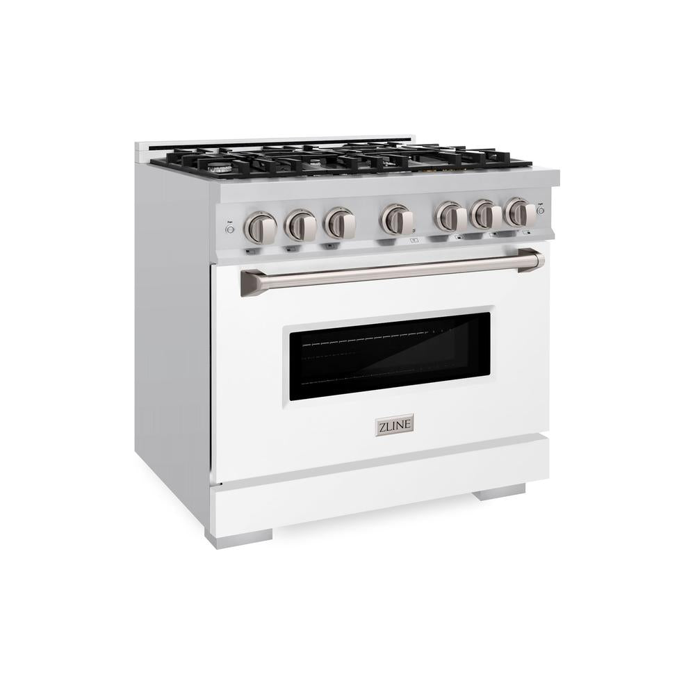ZLINE Classic 36-inch range in stainless steel with white matte door CDR-WM-36
