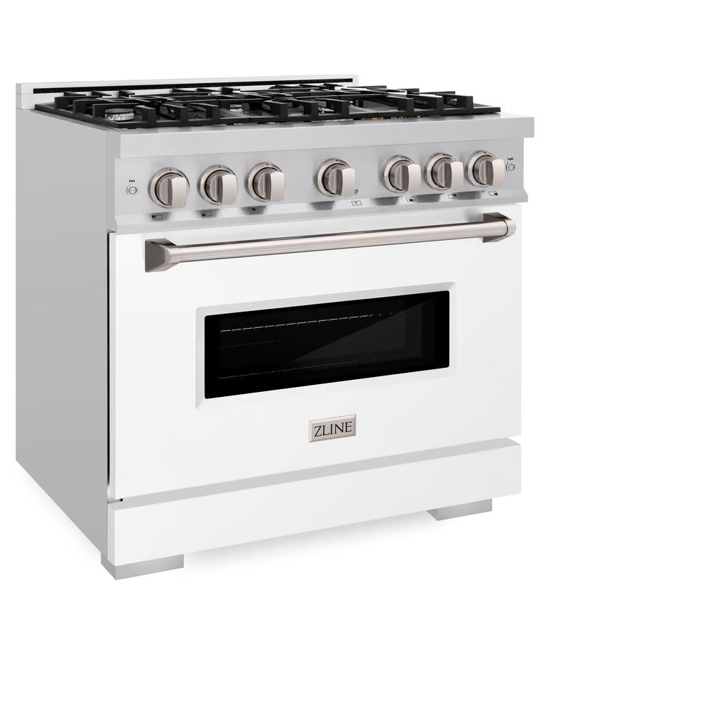 ZLINE Classic 36-inch range in stainless steel with white matte door CDR-WM-36, view 5