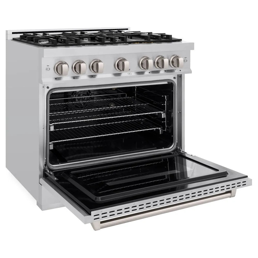 ZLINE Classic 36-inch range in stainless steel CGR36, door open