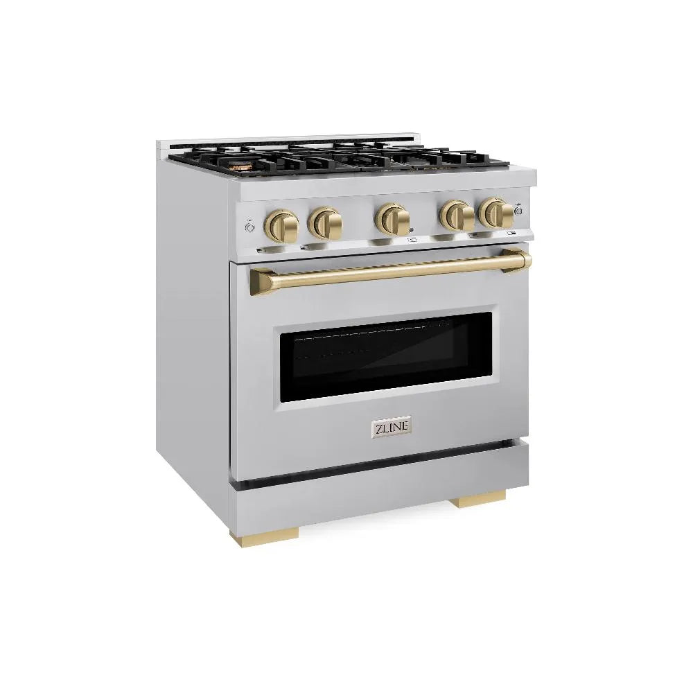 ZLINE Autograph Edition Classic 30-inch range in stainless steel and champagne bronze accents CGRZ-30-CB