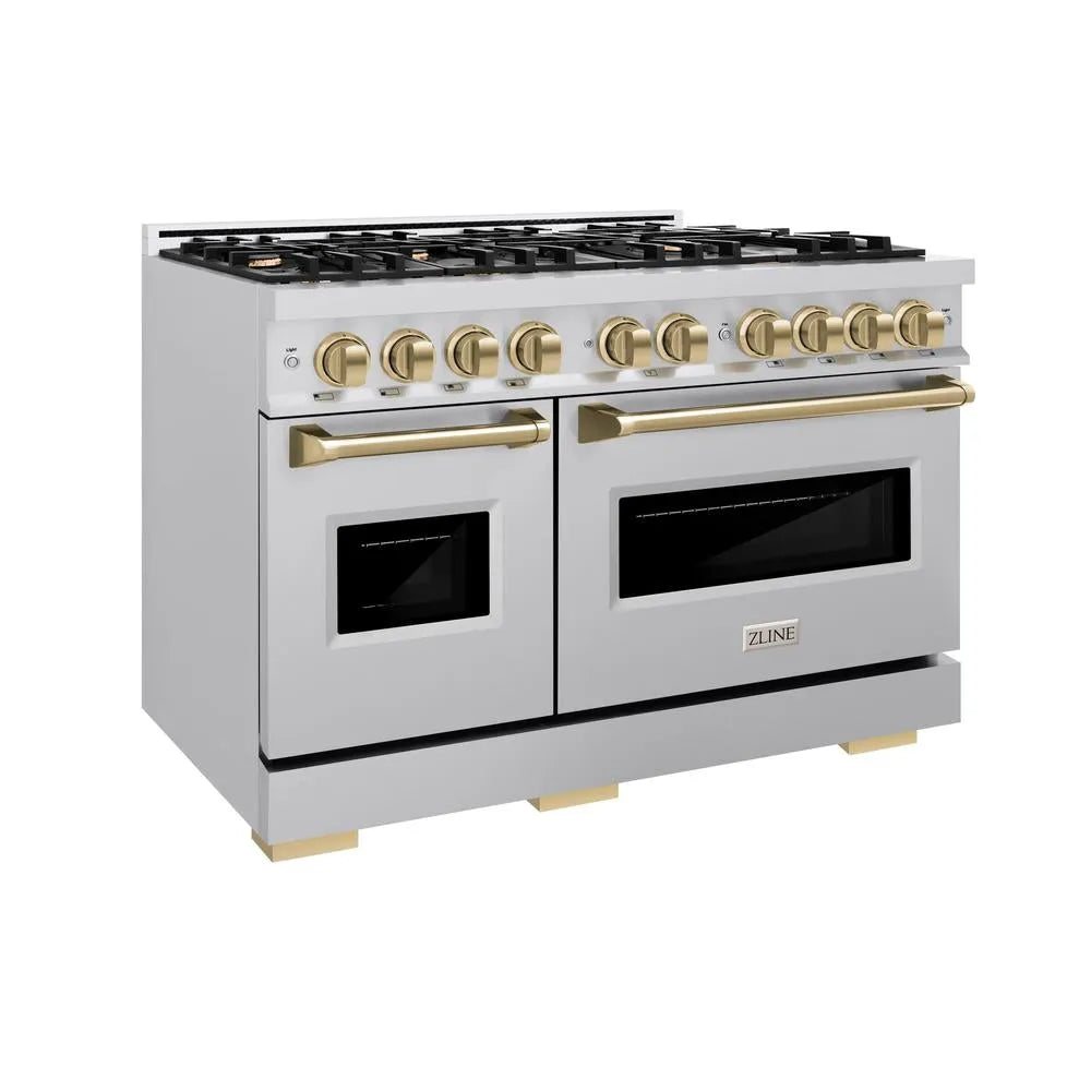 ZLINE Autograph Edition Classic 48-inch range in stainless steel and champagne bronze accents CGRZ-48-CB