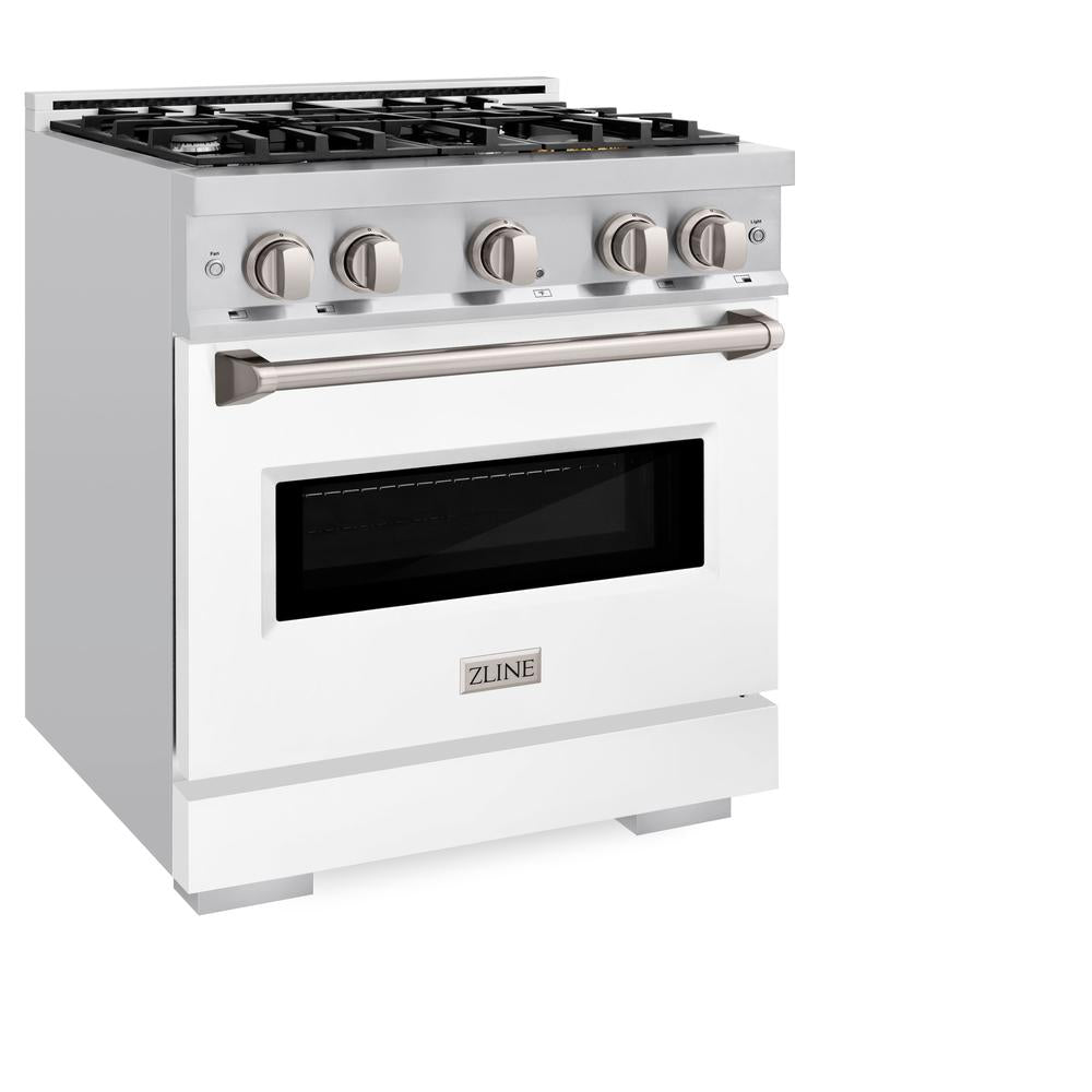 ZLINE Classic 30-inch range in stainless steel with white matte door CGR-WM-30, view 3