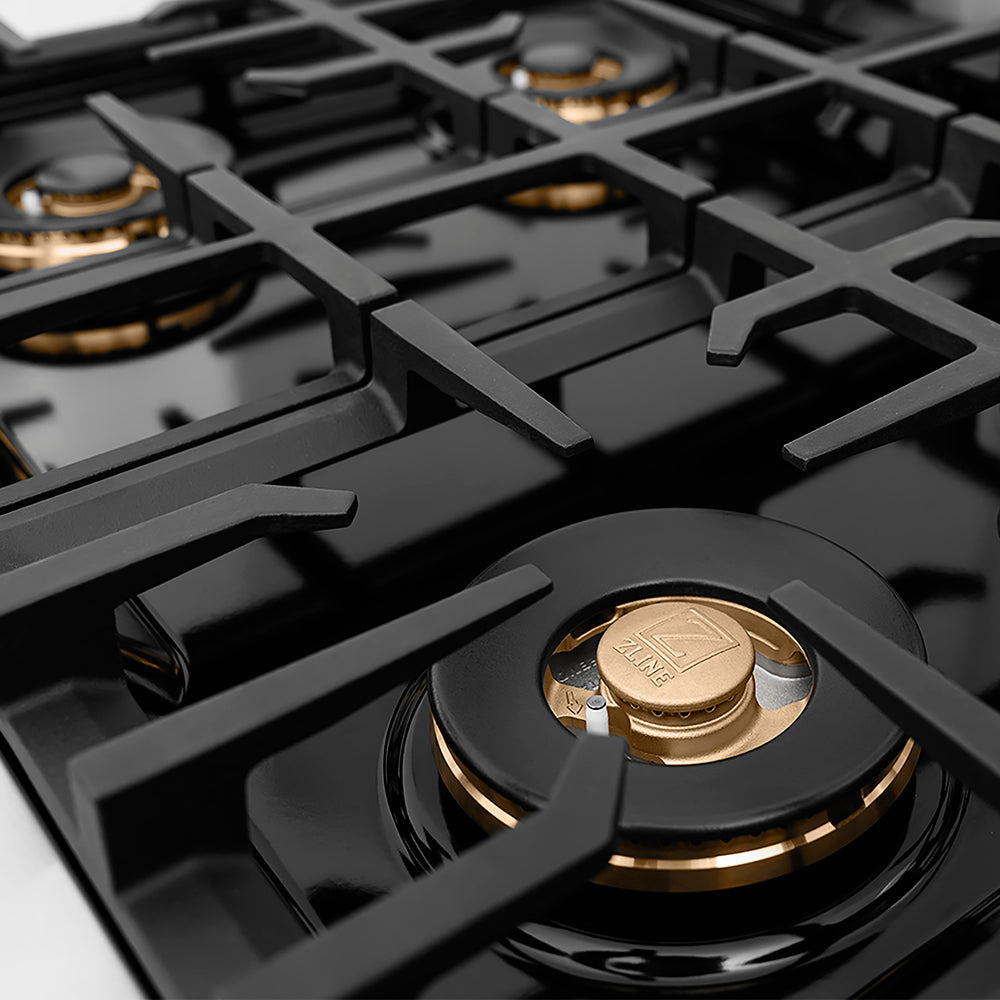 ZLINE Autograph Edition Classic 30-inch rangetop in stainless steel and matte black accents PCRTZ-30-MB, from above
