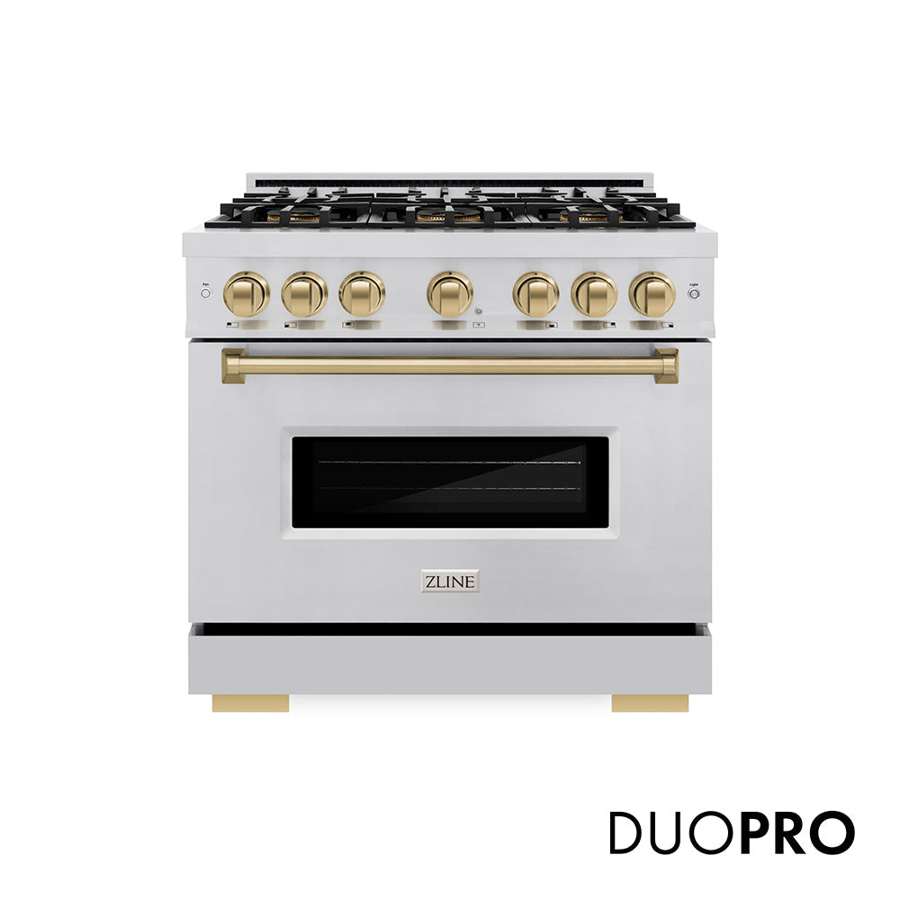 ZLINE Autograph Edition Classic 36-inch range in stainless steel and champagne bronze accents PCGRZ-36-CB