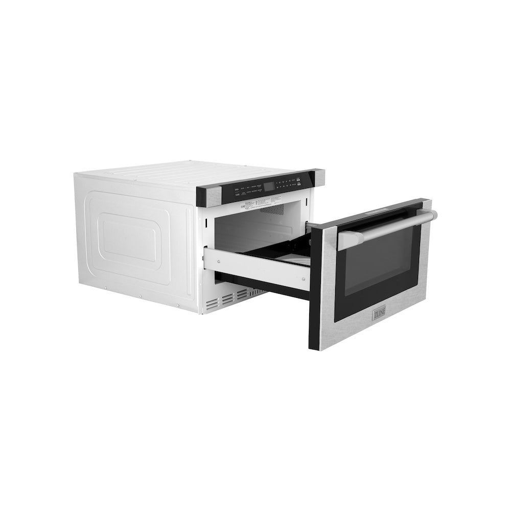 ZLINE 24-inch microwave in satin stainless steel MWD-1-SS-H, door open