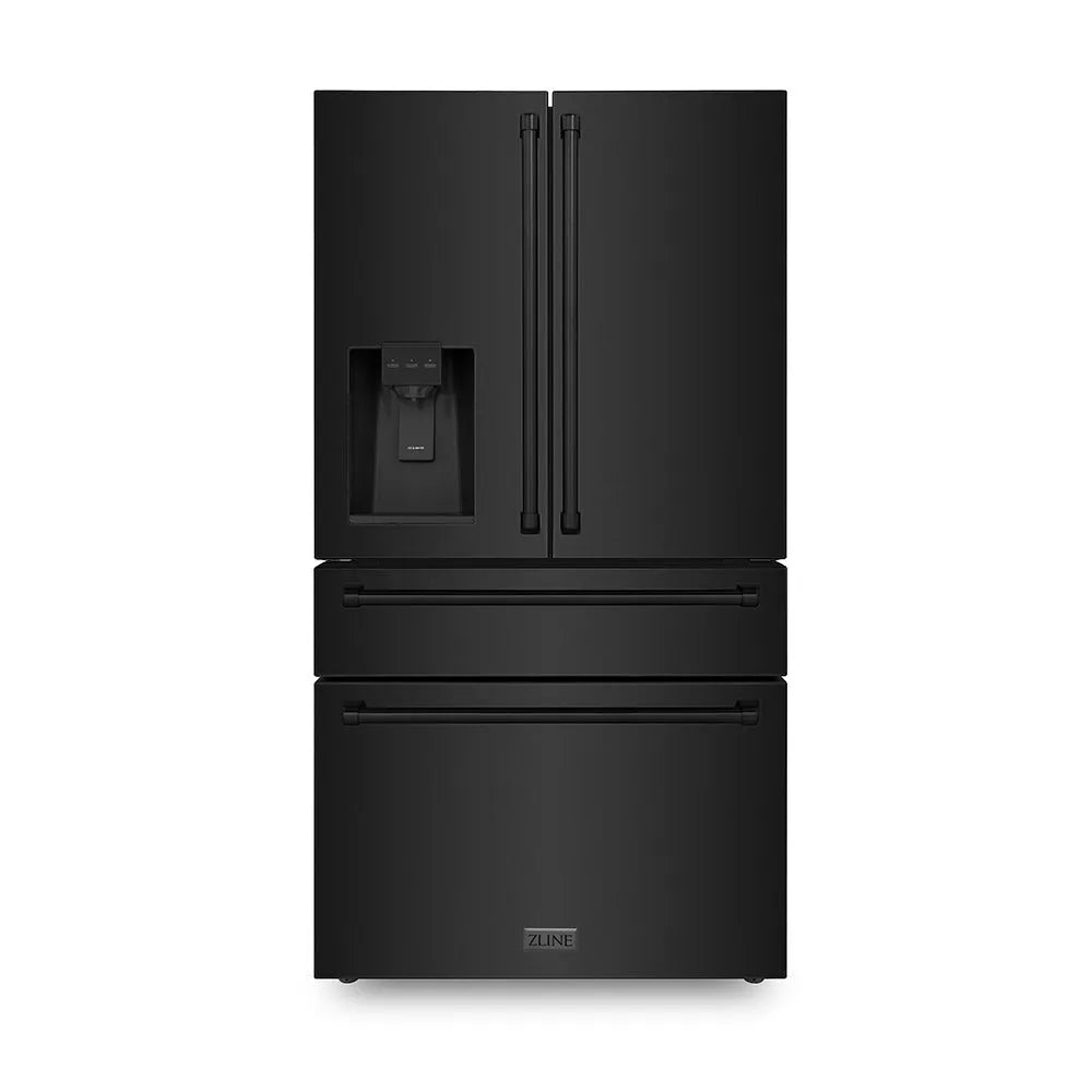 ZLINE 36-inch refrigerator in fingerprint-resistant black stainless steel with bright white interior RFM-W-36-BS
