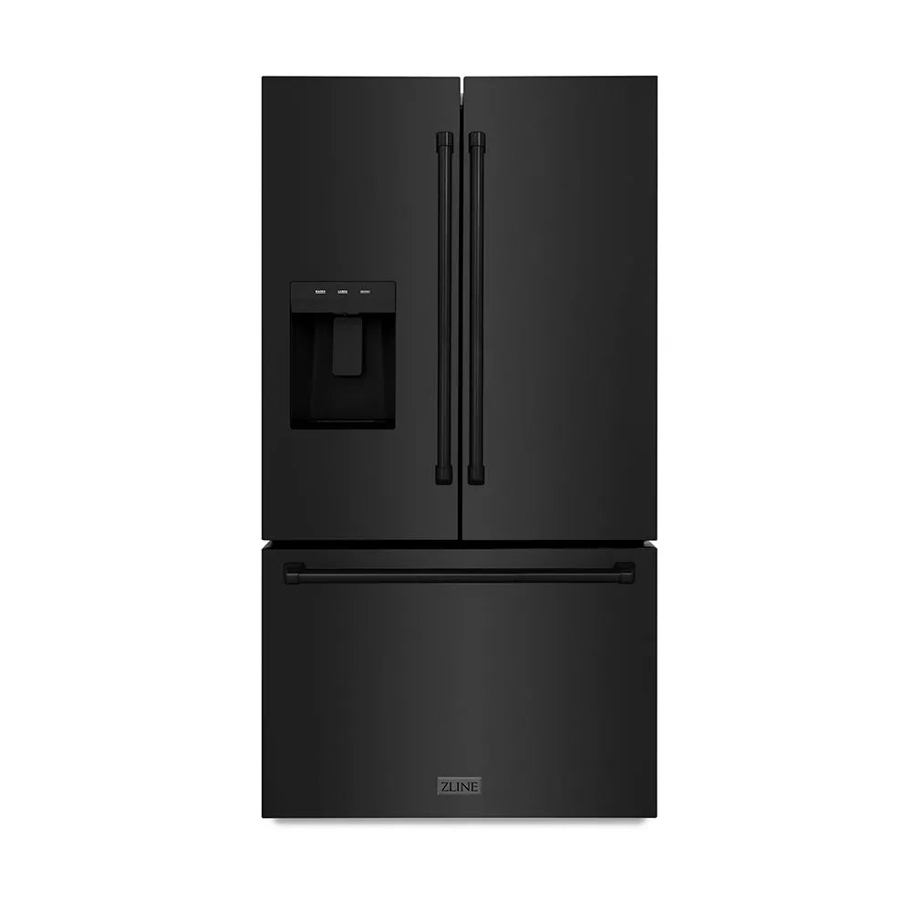 ZLINE 36-inch refrigerator in fingerprint-resistant black stainless steel with bright white interior RSM-W-36-BS