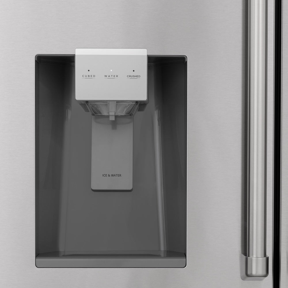 ZLINE 36-inch refrigerator in fingerprint-resistant stainless steel with bright white interior RFM-W-36, detail