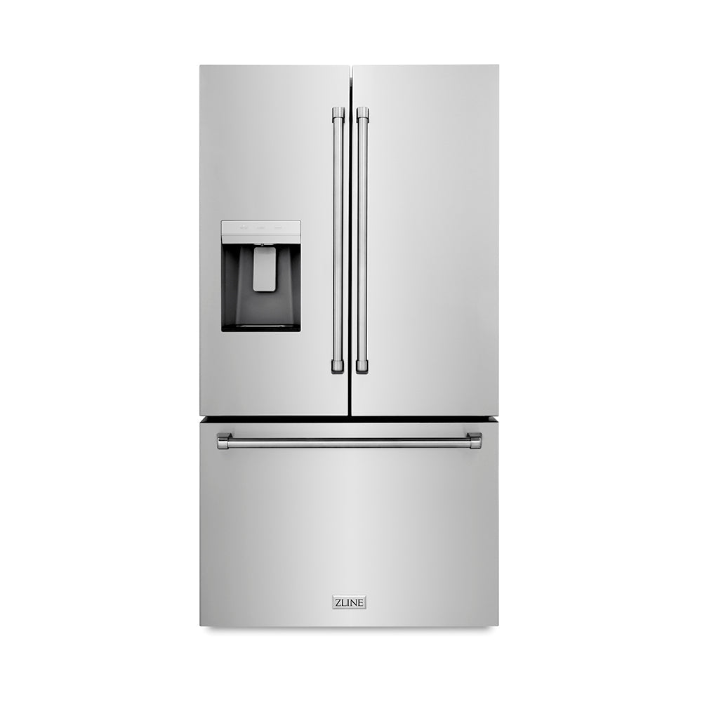 ZLINE 36-inch refrigerator in fingerprint-resistant stainless steel with bright white interior RSM-W-36, front view