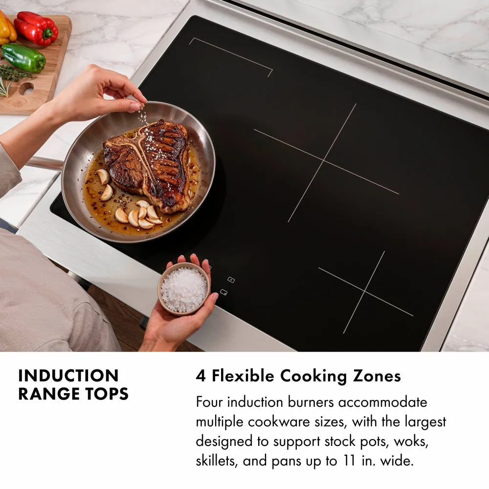 ZLINE Autograph Edition Paramount 30-inch rangetop in satin stainless steel and polished gold accents SINRTSZ-30-G, from above