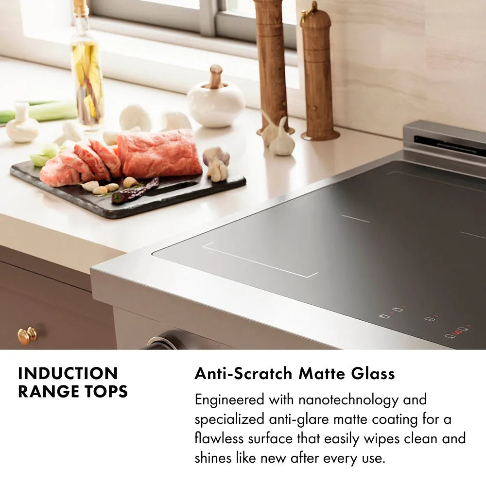 ZLINE Autograph Edition Paramount 30-inch rangetop in satin stainless steel and champagne bronze accents SINRTSZ-30-CB, from above