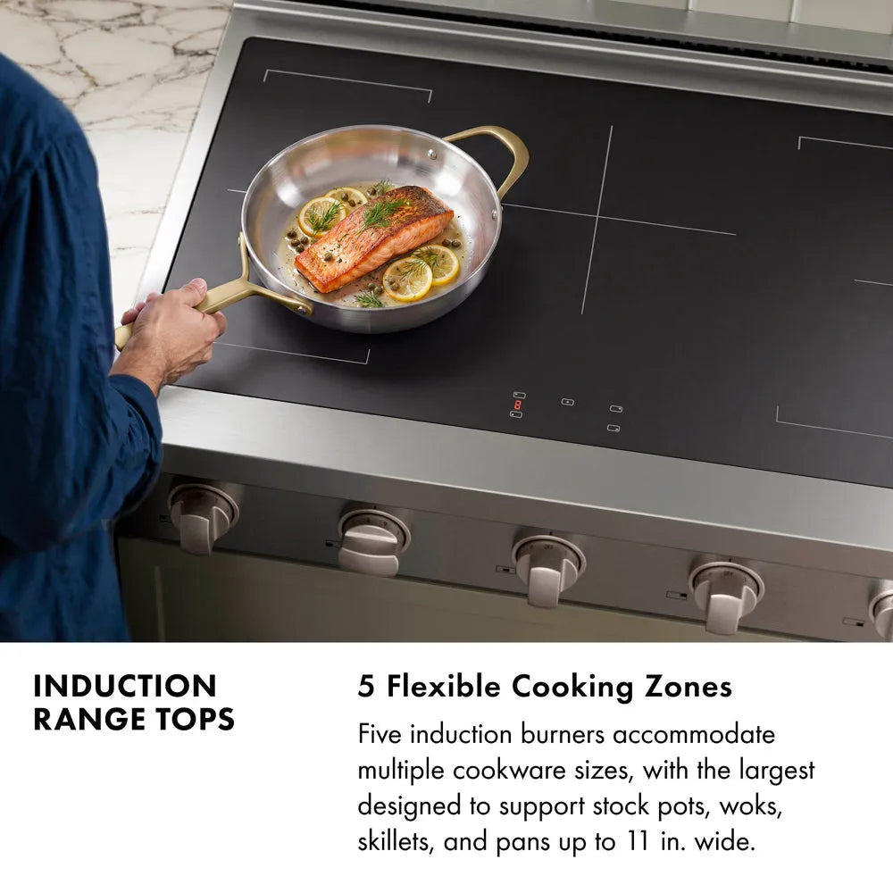 ZLINE Autograph Edition Paramount 36-inch rangetop in black stainless steel and champagne bronze accents SINRTBZ-36-CB, from above