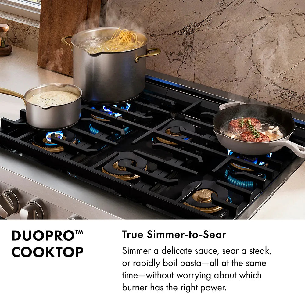 ZLINE Paramount 30-inch rangetop in black satin stainless steel and matte black and champagne bronze accents PSRTBSZ-30-MBCB, from above